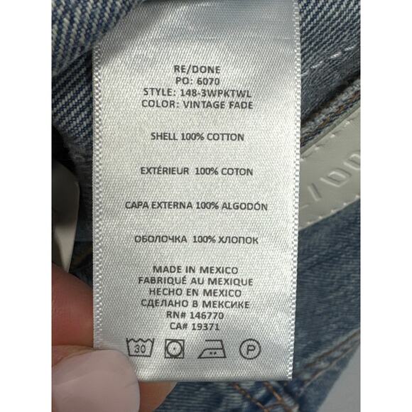 NWT Re/Done Women's Vintage Fade 70s Pocket Wide Leg Jeans - Size 24 (25x33.5) - Picture 6 of 6